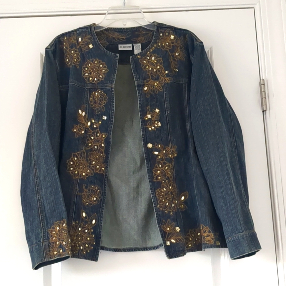 Chico's - Beaded Denim Jacket - image 1